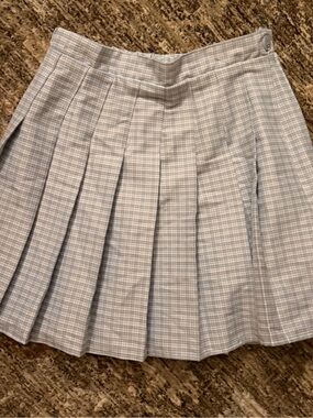 Rewind Light Blue and White Pleated Skirt plaid size xs
